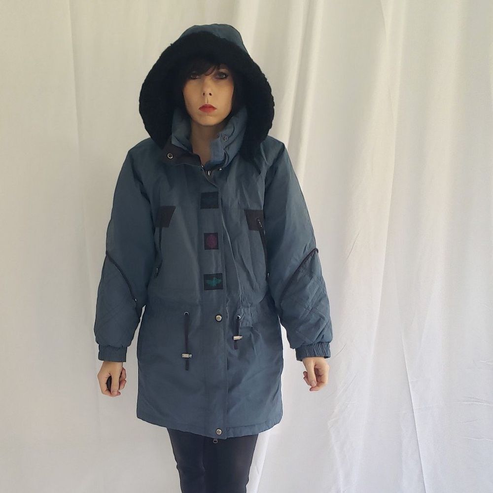 90s‎ Blue and Black Winter Coat